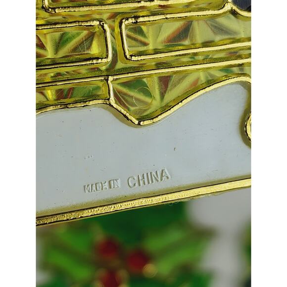 Christmas Sun Catcher Window Plaque 90s Plastic Large Stained Glass Style x7 Vtg - Picture 12 of 16